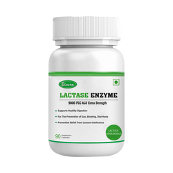 Lactase Enzyme 90 Vegetarian Capsules | 9000 FCC ALU | Extra Strength | Supports Lactose Digestion | Improves Dairy Tolerance | Helps in Gas, Bloating, Diarrhoea | 90 Vegetarian Capsules