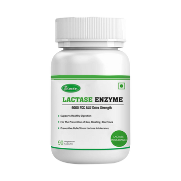 Lactase Enzyme 90 Vegetarian Capsules | 9000 FCC ALU | Extra Strength | Supports Lactose Digestion | Improves Dairy Tolerance | Helps in Gas, Bloating, Diarrhoea | 90 Vegetarian Capsules