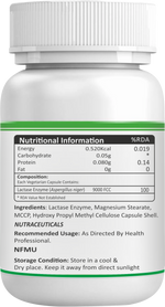 Lactase Enzyme 90 Vegetarian Capsules | 9000 FCC ALU | Extra Strength | Supports Lactose Digestion | Improves Dairy Tolerance | Helps in Gas, Bloating, Diarrhoea | 90 Vegetarian Capsules