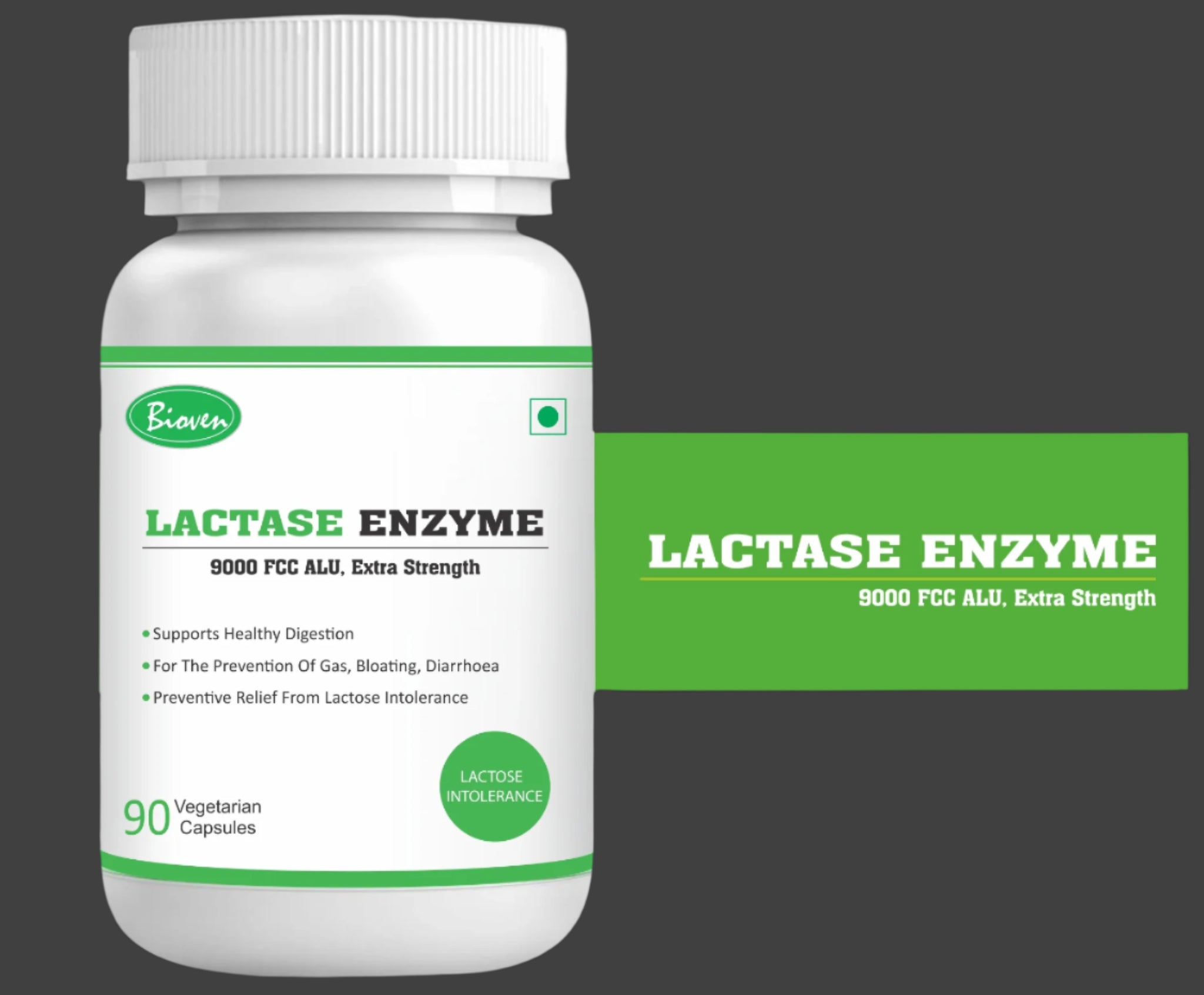 Lactase Enzyme 90 Vegetarian Capsules | 9000 FCC ALU | Extra Strength ...
