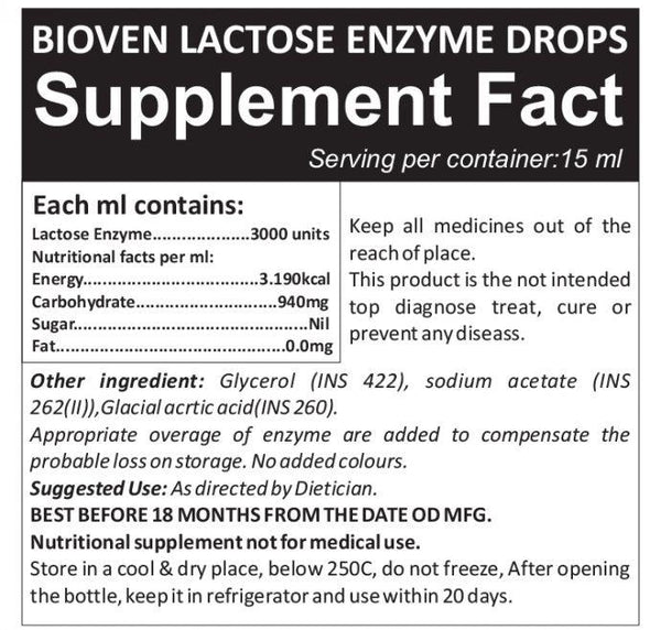 Buy Bioven lactase enzyme drop